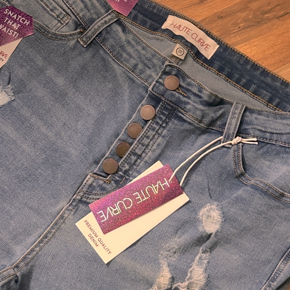 Womens Haute Curve High Rise Distressed Jeans